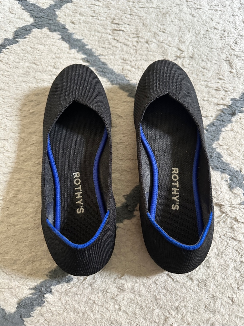 Rothy’s The Daily Flat in Black. Well loved